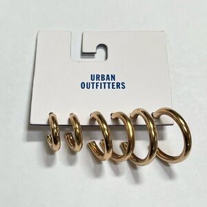 New Urban Outfitters Women's Gold Hoop 3 Set Multi Size Earrings